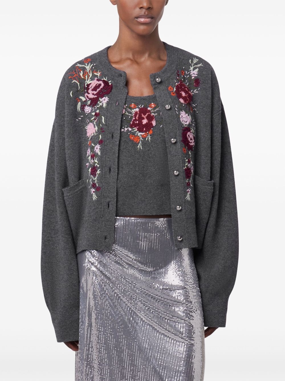floral-embroidered cardigan - 5