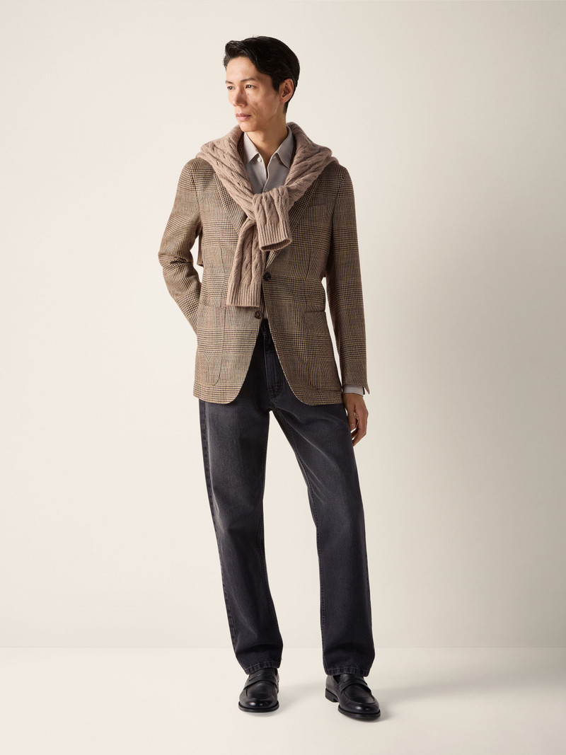 ZEGNA BEIGE AND DARK BROWN SILK LINEN AND WOOL JACKET outlook