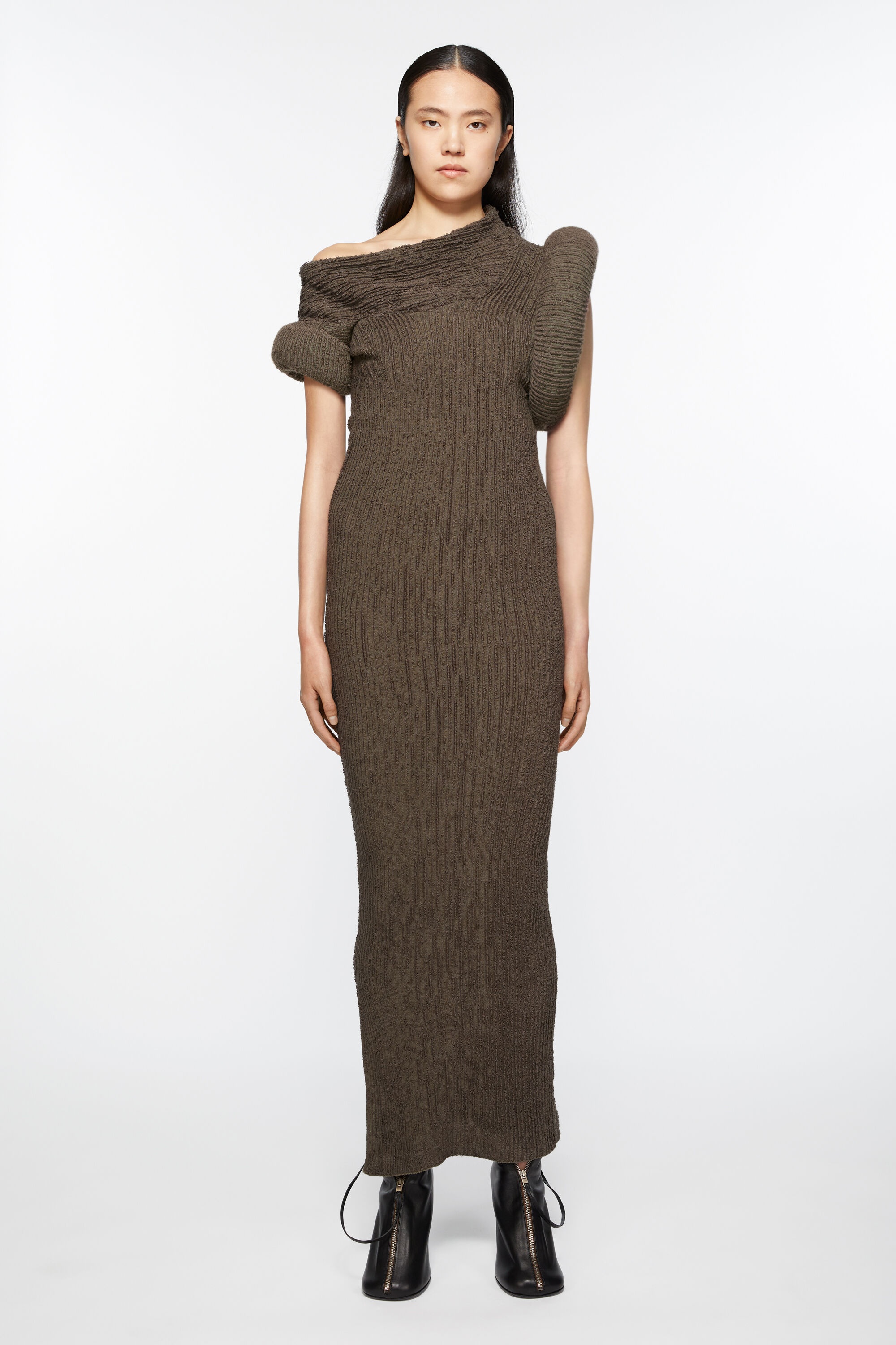 Asymmetric knit dress - Taupe grey - 2