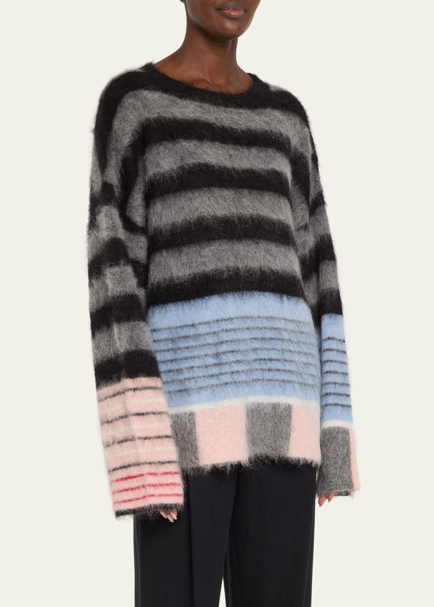 Ivan Abstract Stripe Oversized Brushed Alpaca Sweater - 4