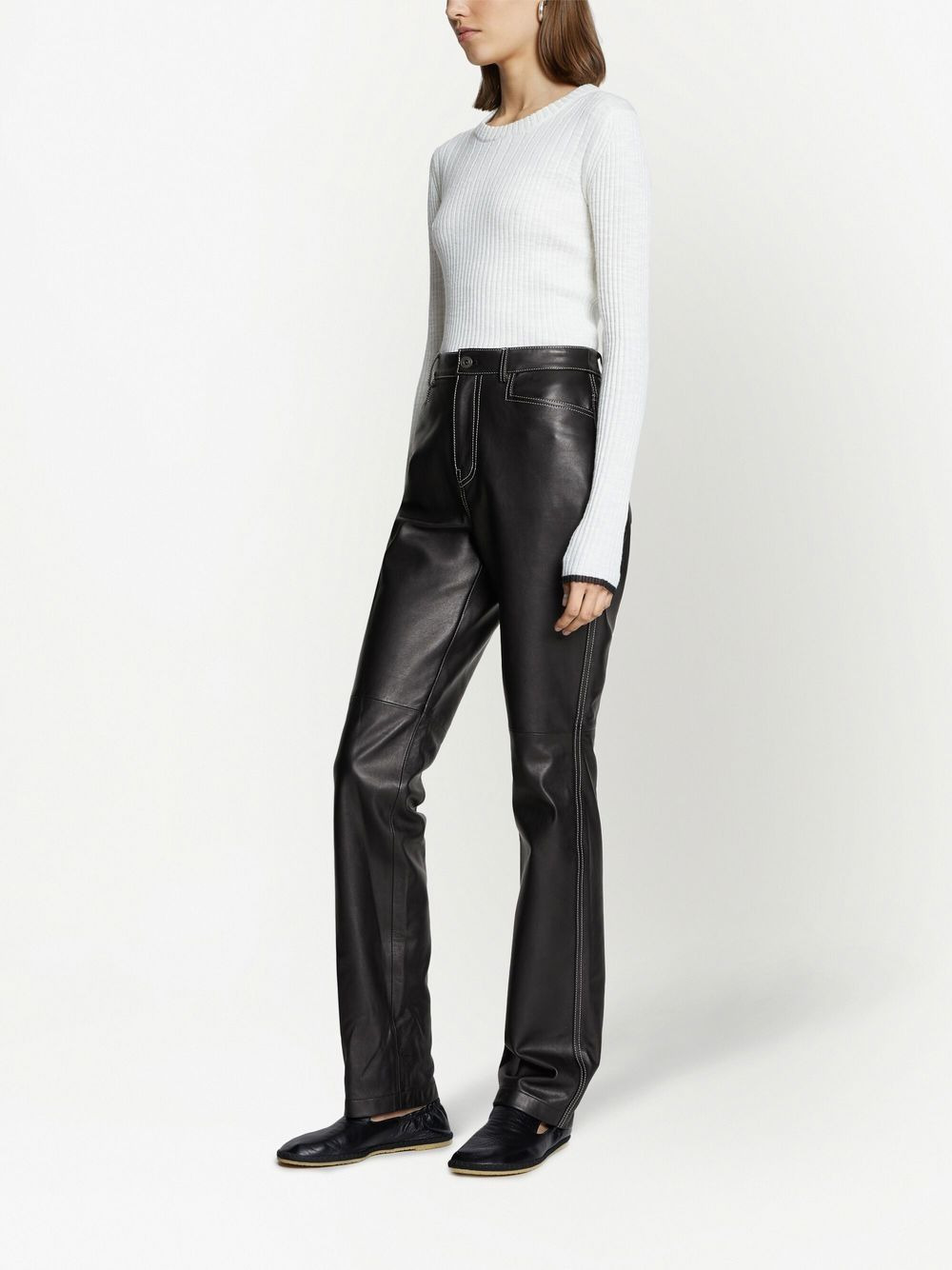 straight leather trousers - 3
