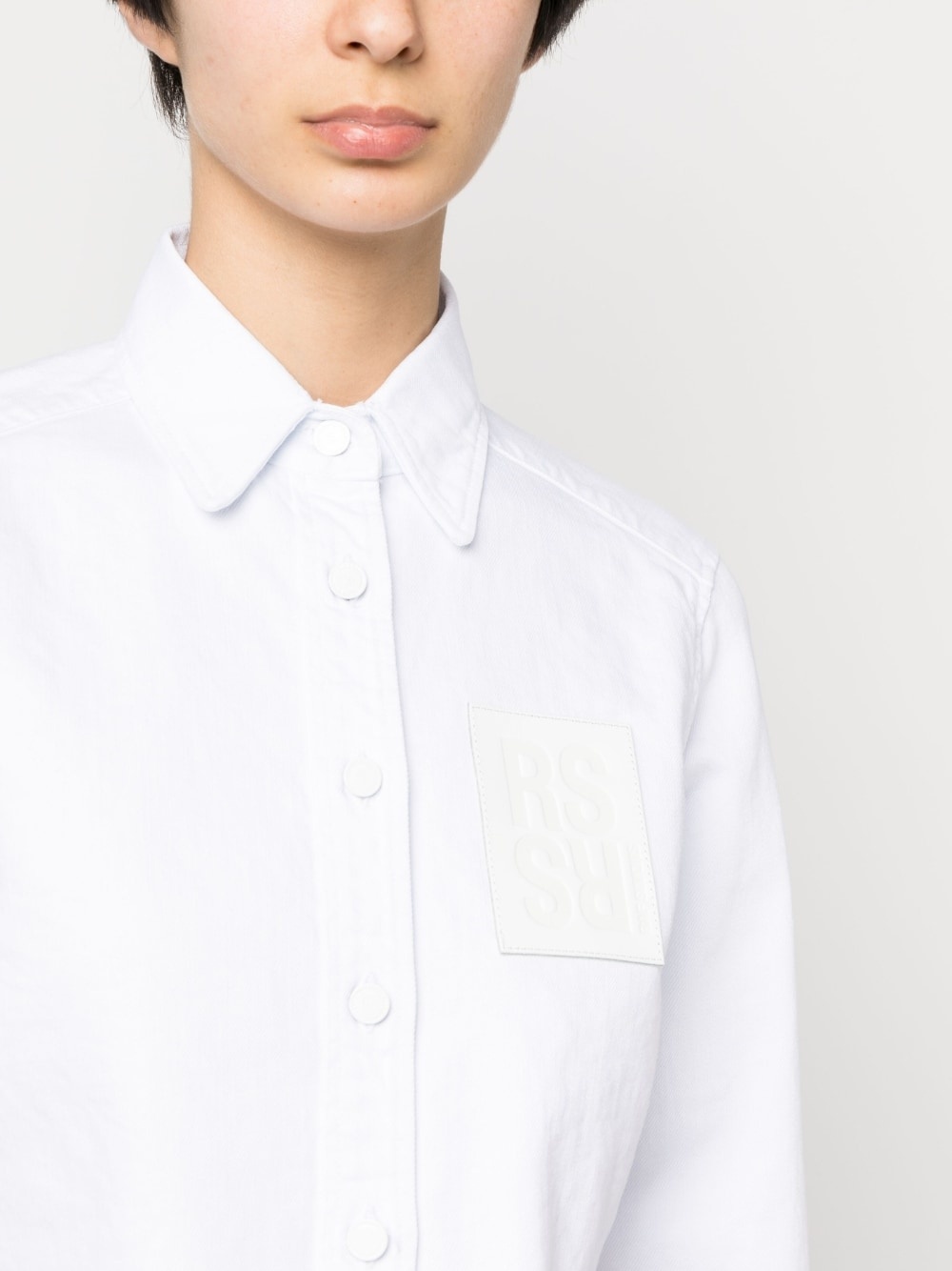 logo-patch cropped shirt - 5