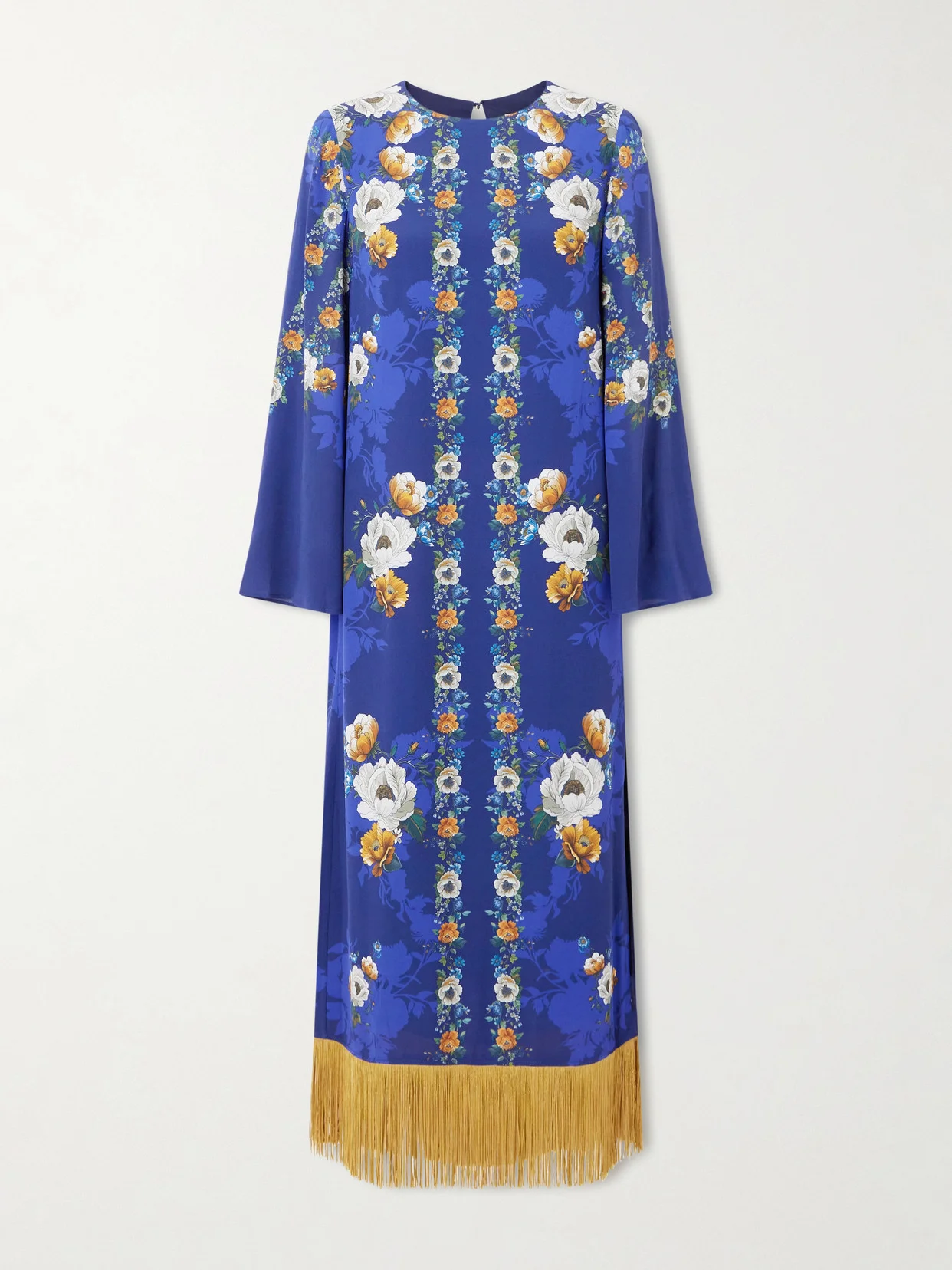 Fringed Floral-print Satin-crepe Maxi Dress - 1