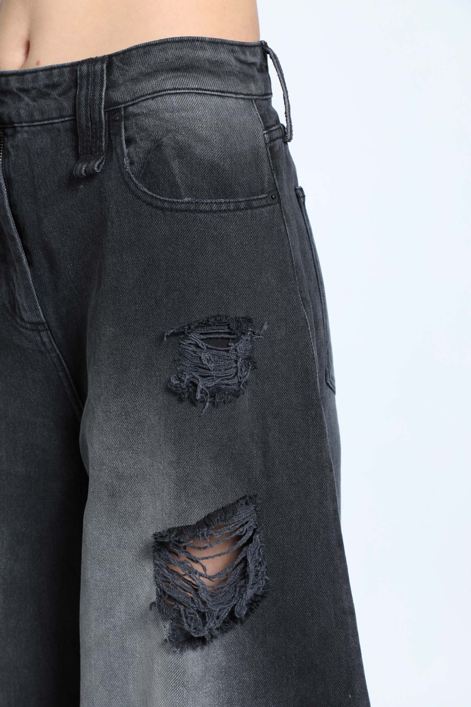 Distressed Wide Leg Puddle Jeans - 5