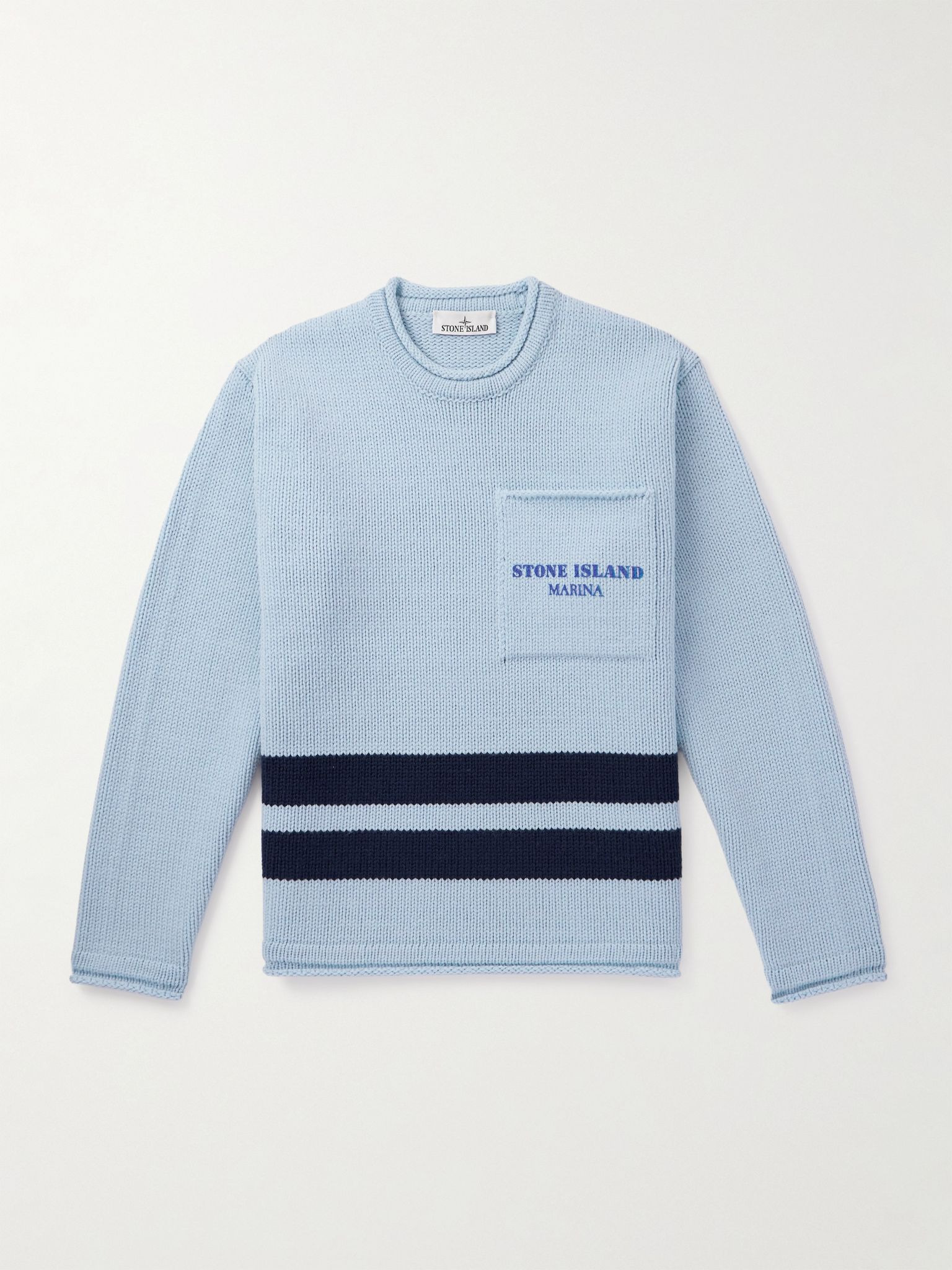 Marina Logo-Print Striped Wool Sweater Blue - 1
