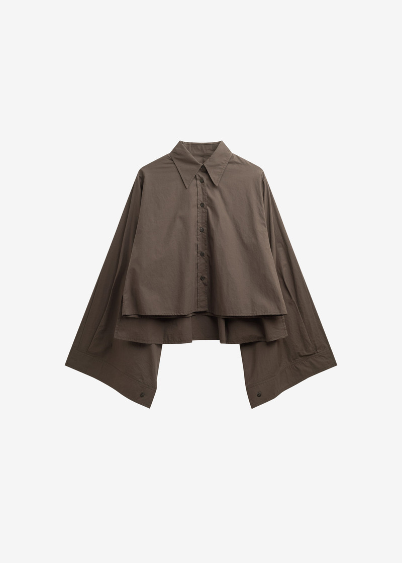 Dharoi Adjustable Sleeve Layered Shirt - Brown 1