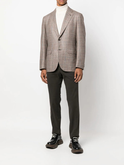 Brioni check single-breasted blazer outlook