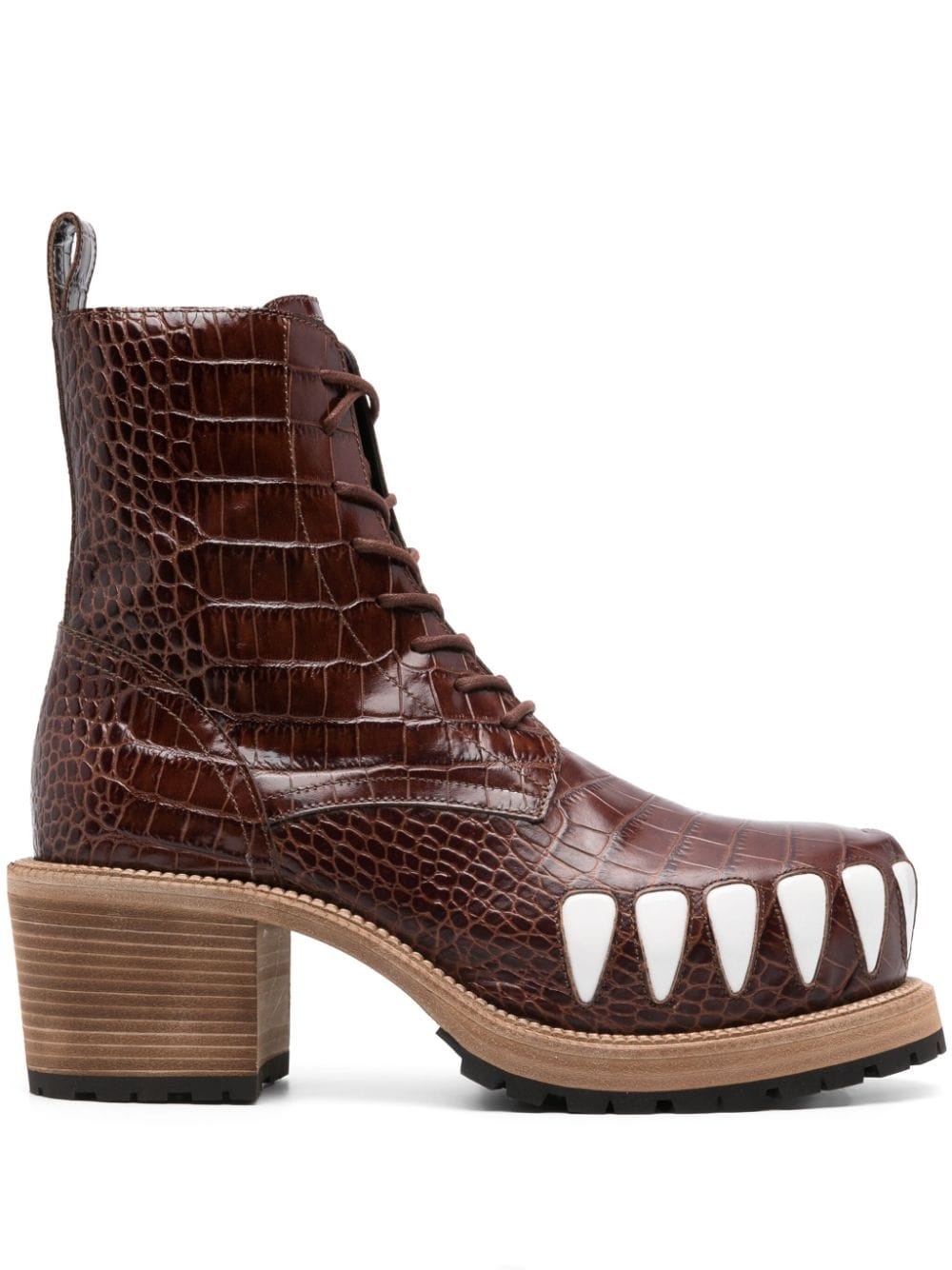 75mm crocodile-embossed effect leather boots - 1