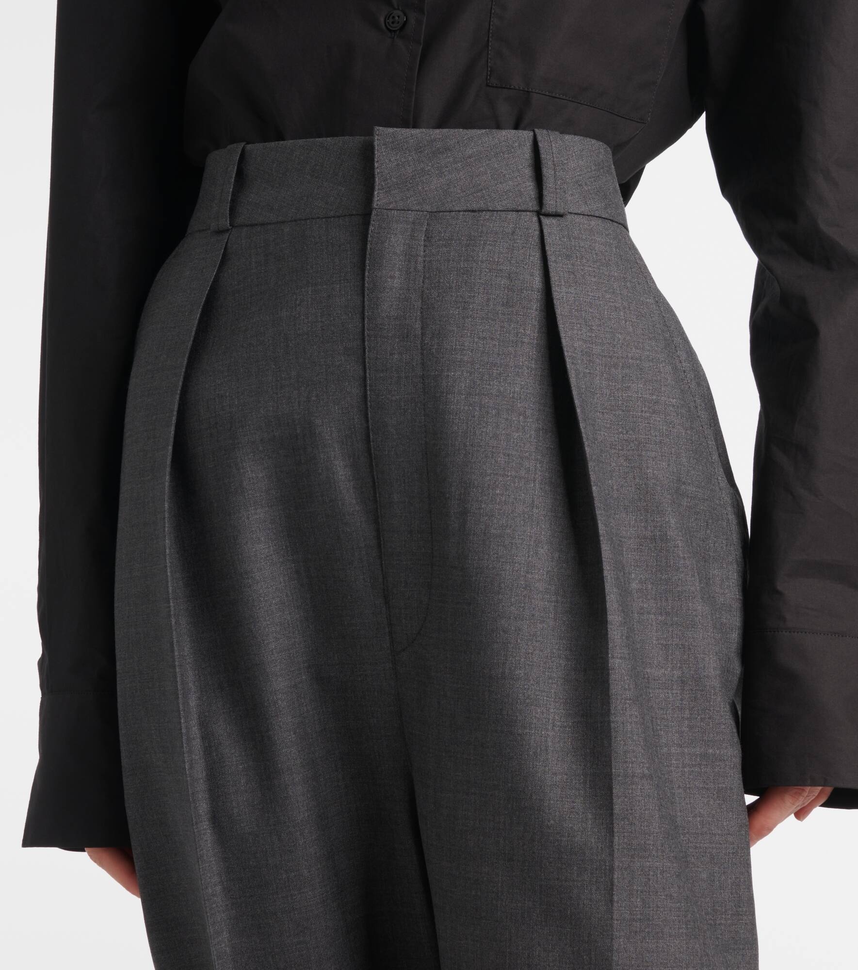 Pleated wool twill straight pants - 4