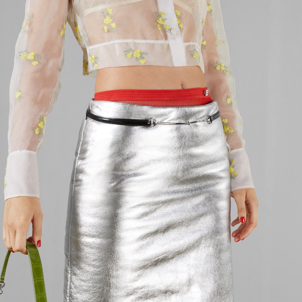 Padded leather skirt with Horsebit - 4