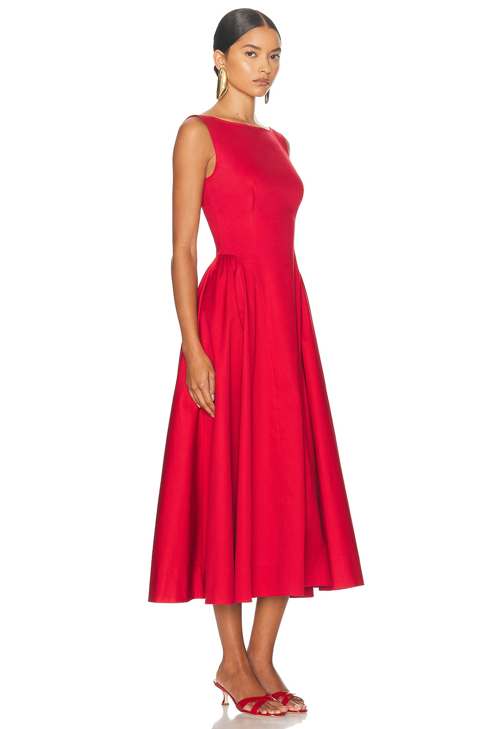 Stretch Cotton Sateen Midi Dress - 2