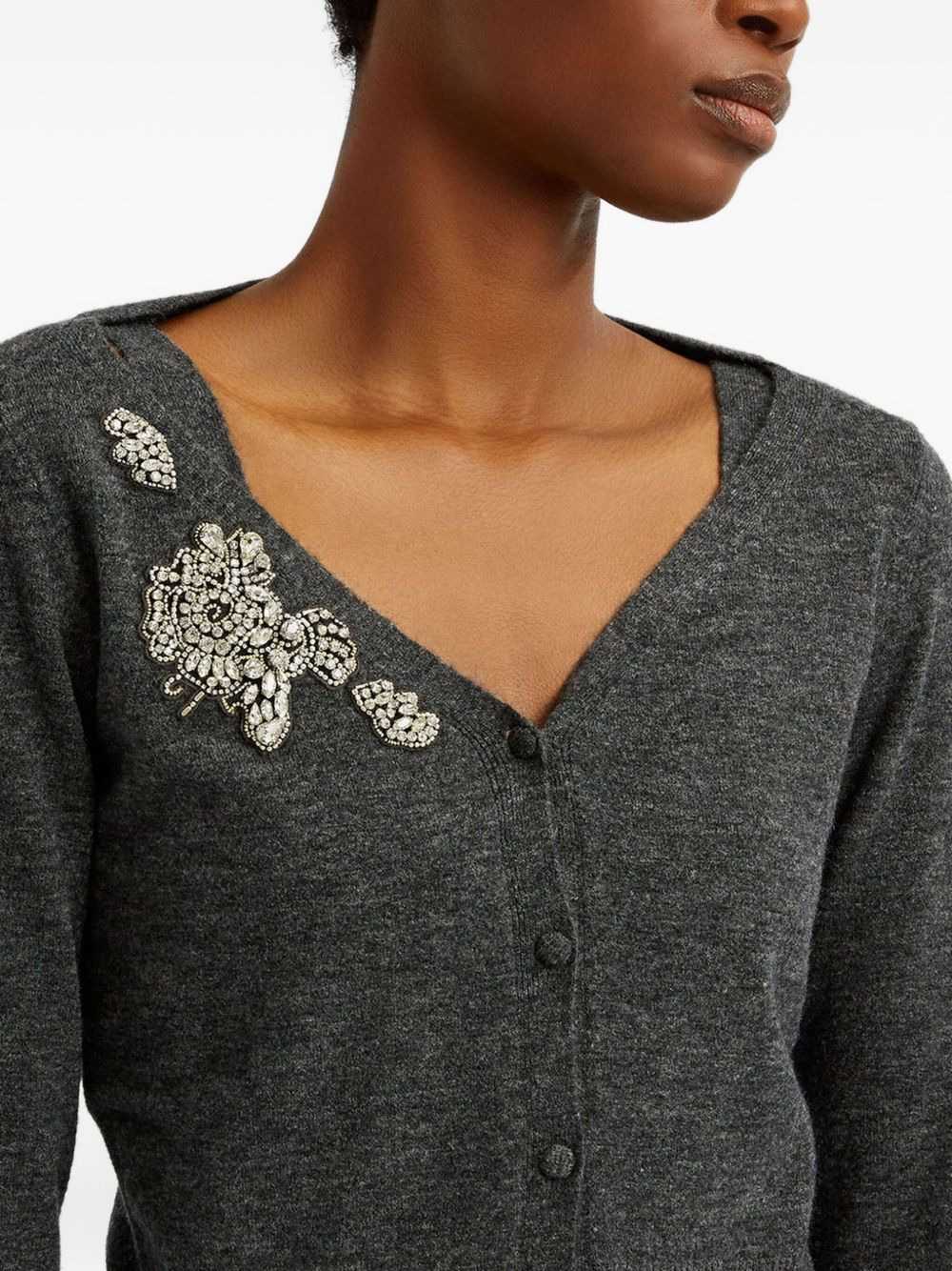 cropped V-neck cardigan - 4