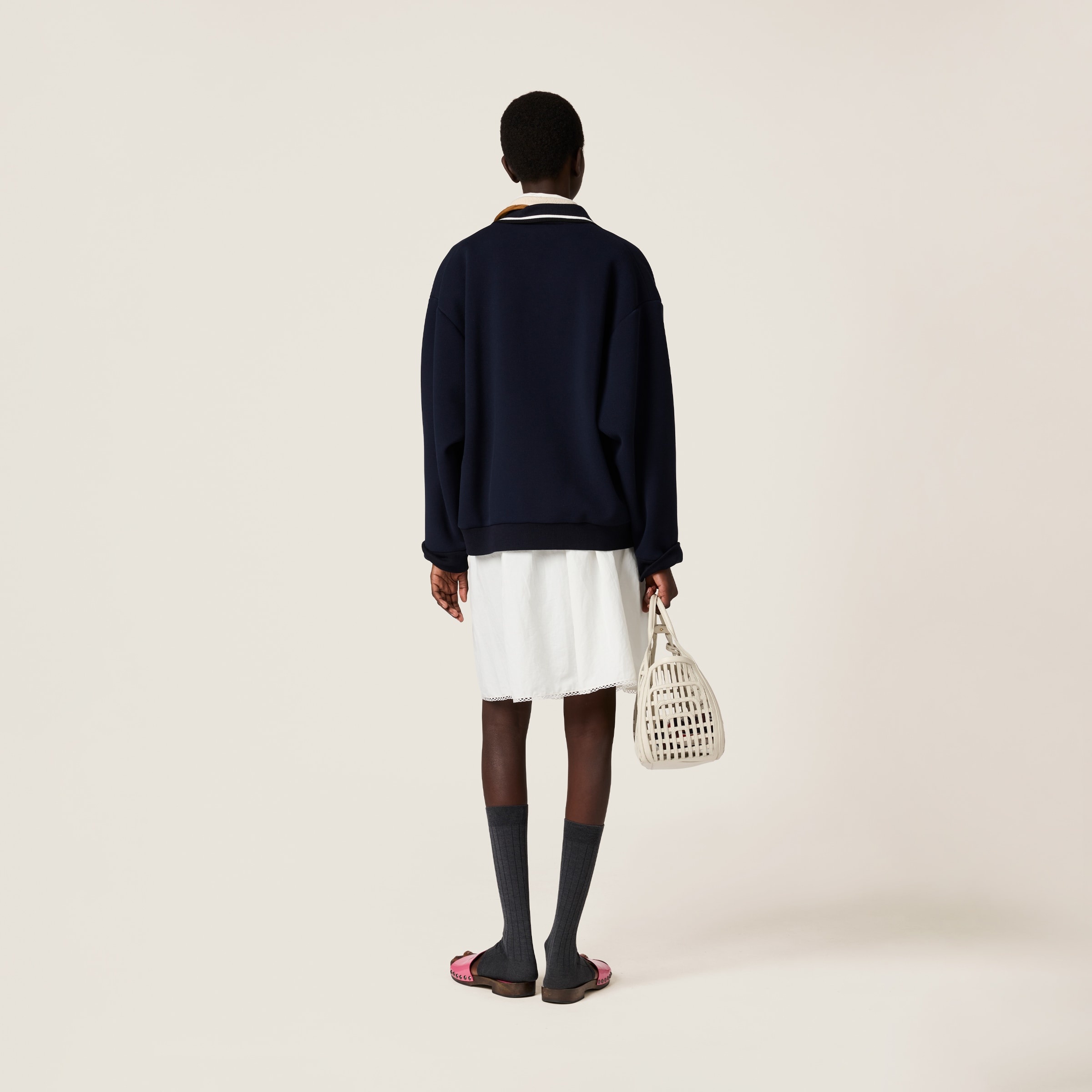 Bonded piqué and technical jersey blouson jacket - 3