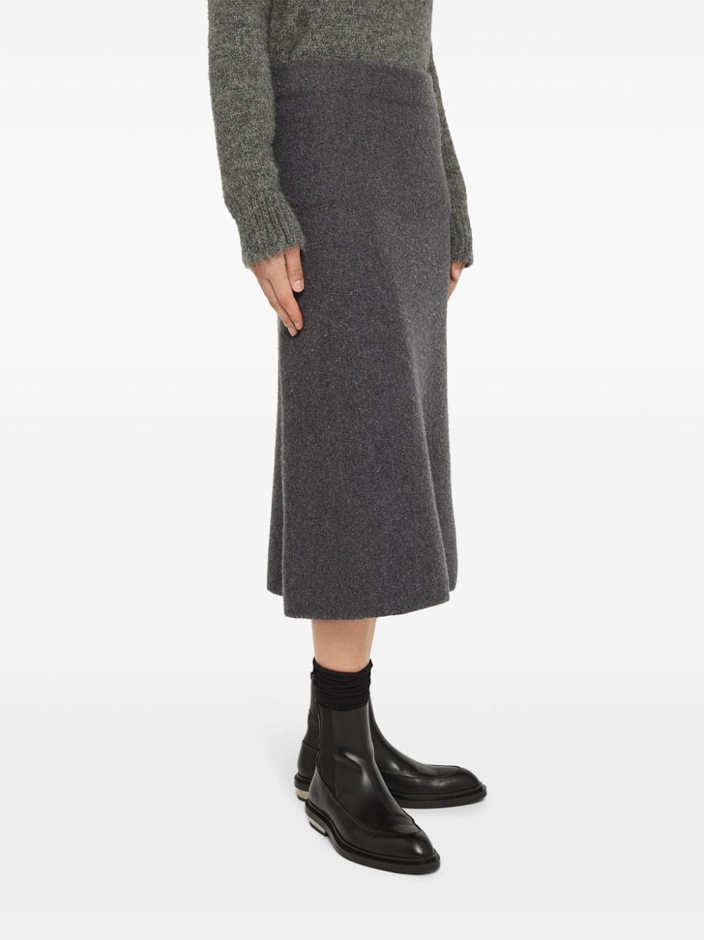 wool A-line midi skirt - 4