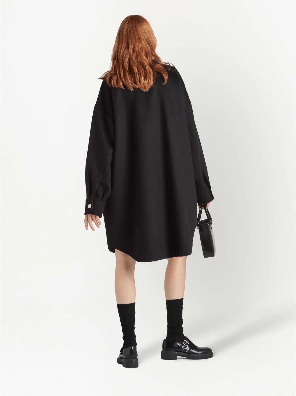 logo-plaque wool coat - 2