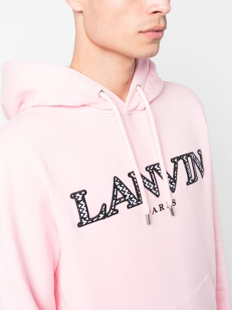embroidered-logo cotton hoodie - 5
