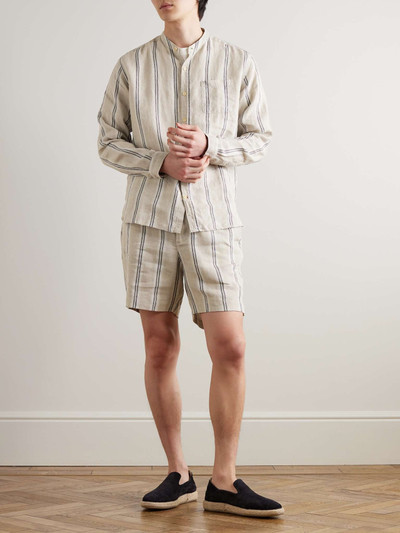 Oliver Spencer Osborne Straight-Leg Striped Linen Shorts outlook