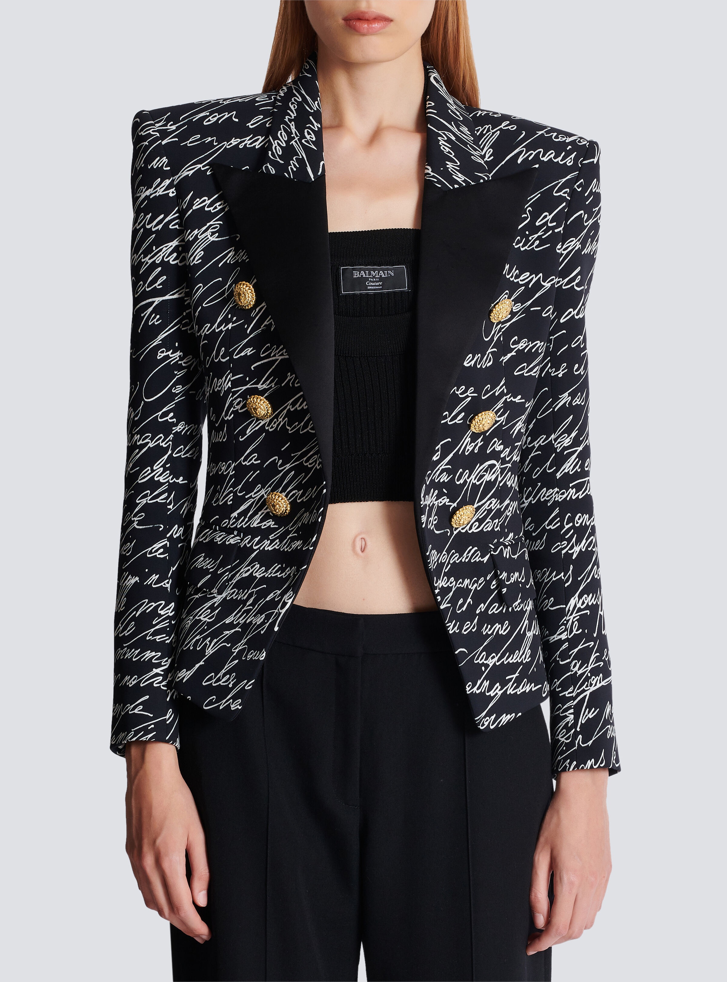 【関税&送料込】Balmain Jacket Balmain long fringe tweed jacket - Leather jacket with logo
