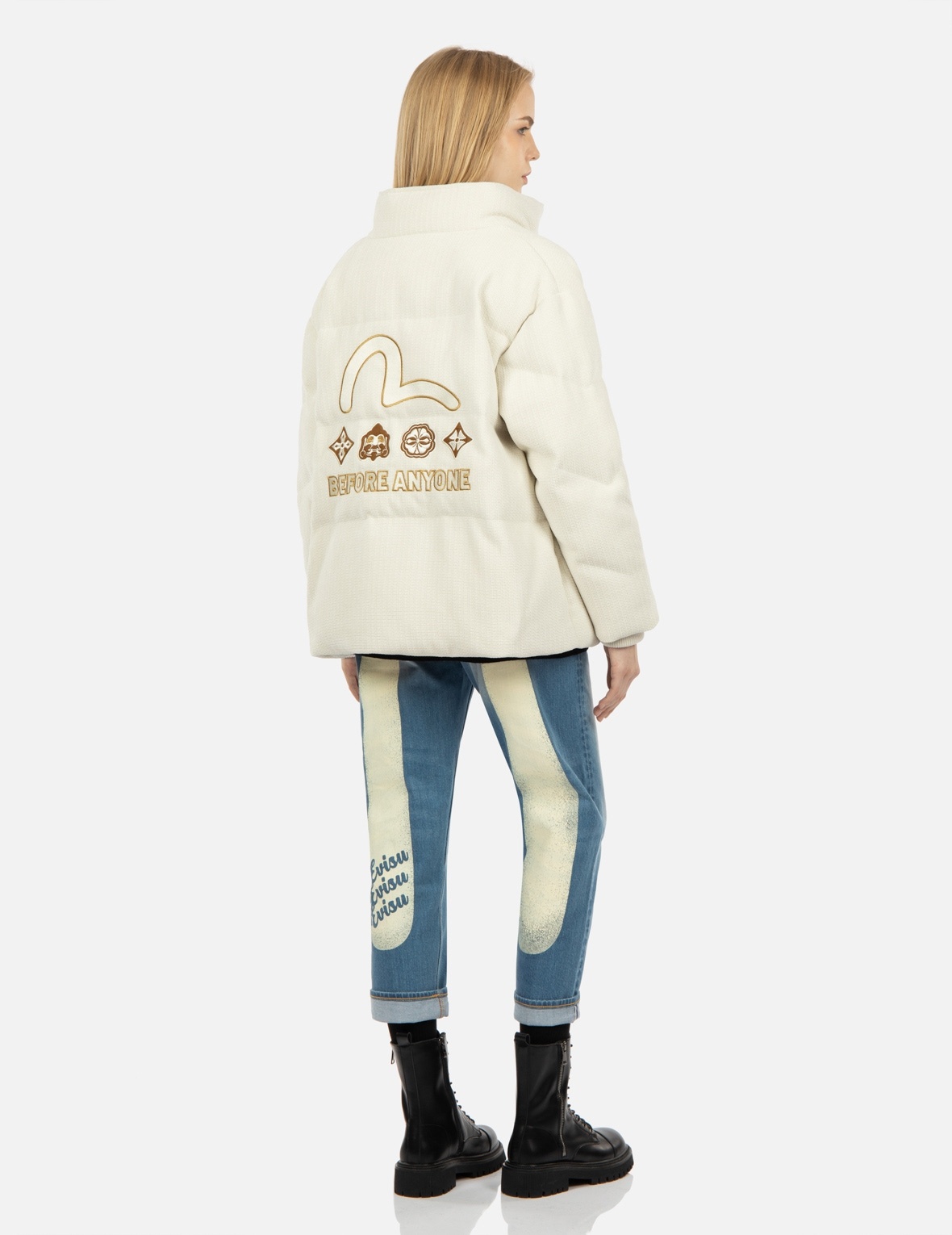 SEAGULL APPLIQUÉ CORDUROY DOWN JACKET - 3