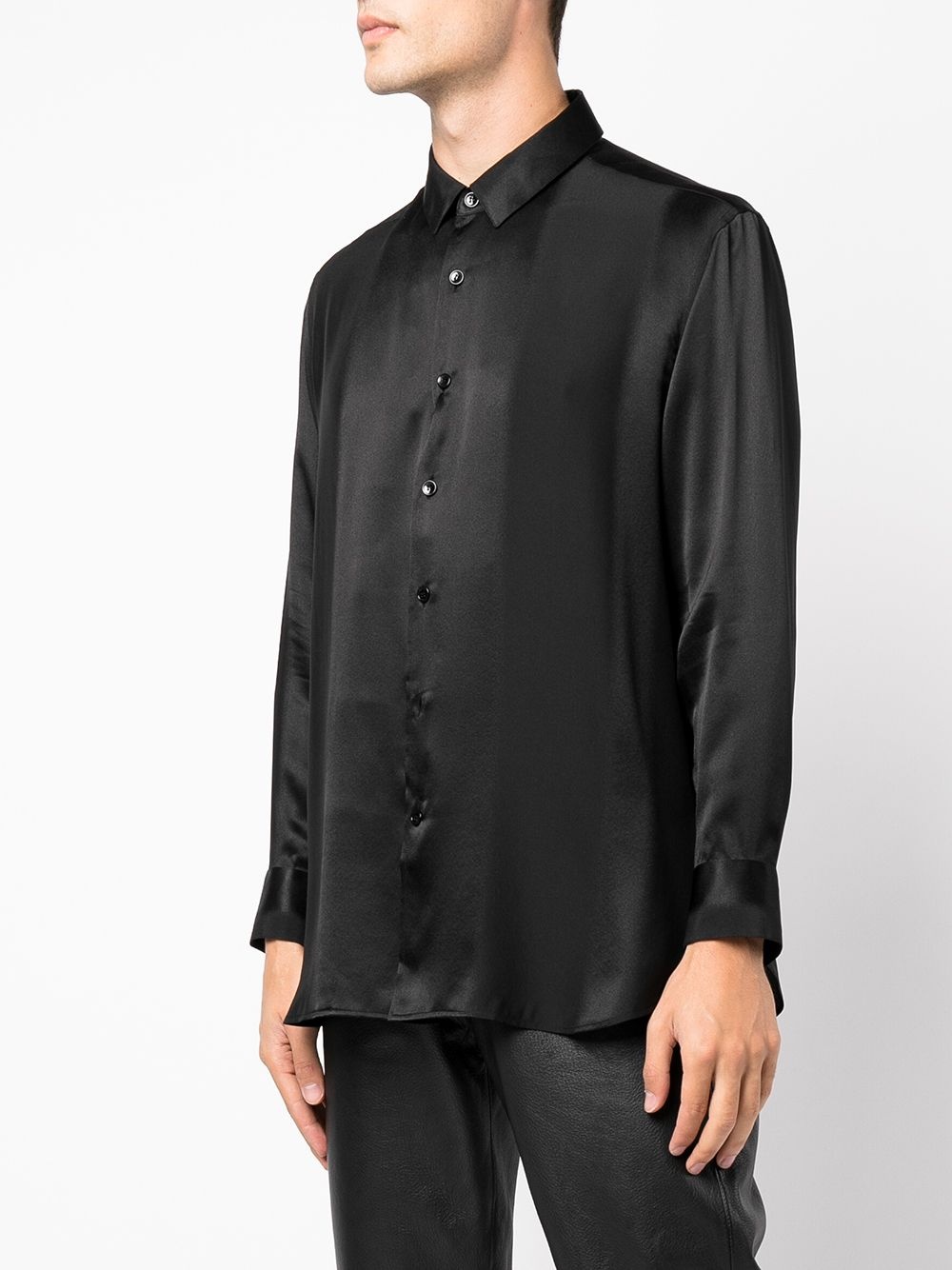 fluid long-sleeve silk shirt - 3