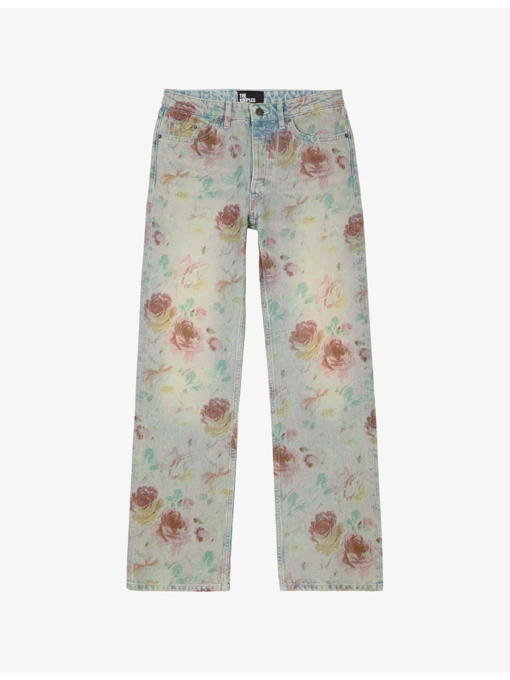 Floral-Print Straight-Leg Mid-Rise Jeans - 1