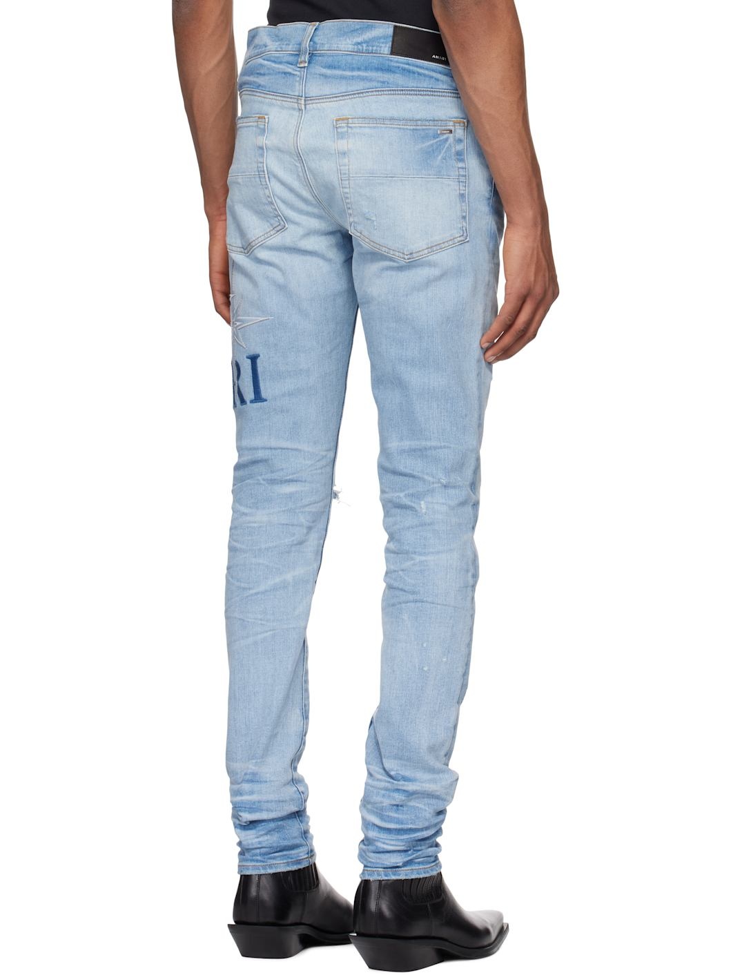 Blue Starburst Appliqué Skinny Jeans - 3