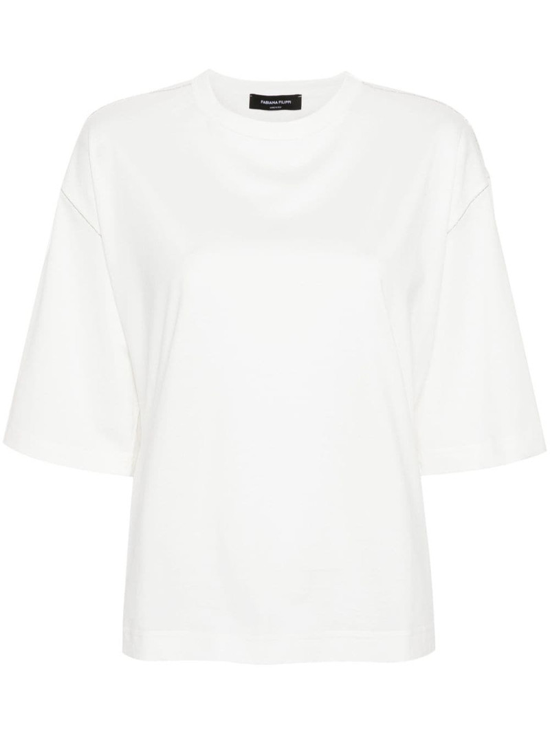 chain-detailed cotton T-shirt 1