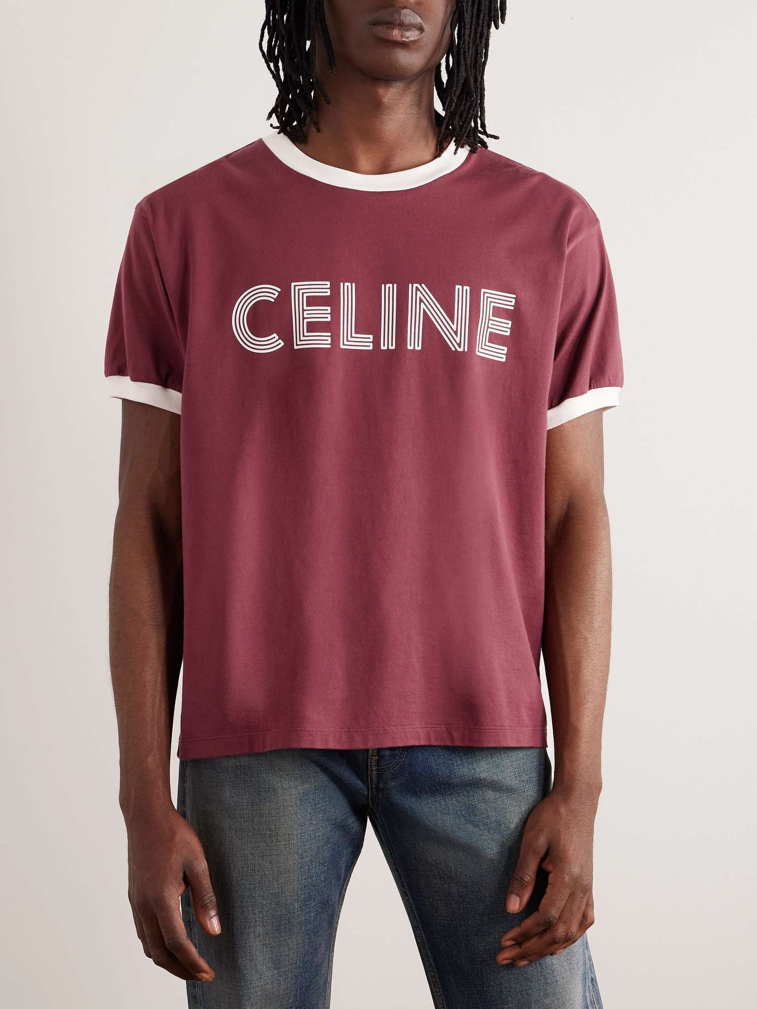 CELINE Slim-Fit Logo-Print Cotton-Jersey T-Shirt | mrporter