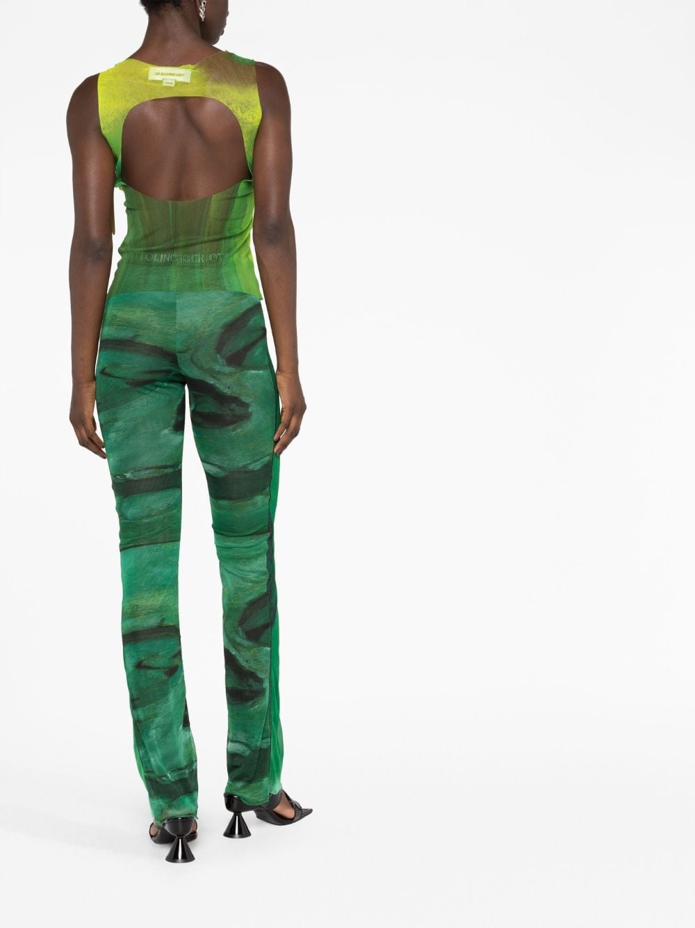 logo-waistband mesh trousers - 6