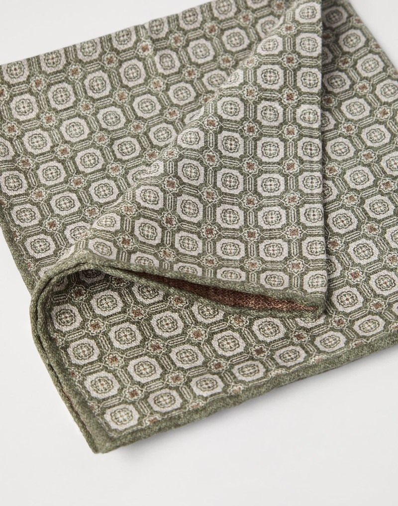 Brunello Cucinelli Silk pocket square with pattern outlook
