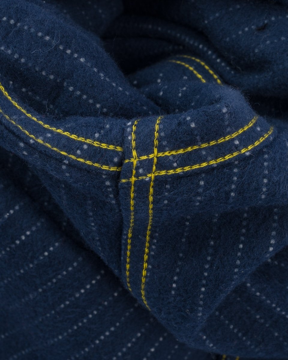 IHSH-402-NAV 12oz Ultra Heavy Flannel Chalk Stripe Work Shirt Navy - 10