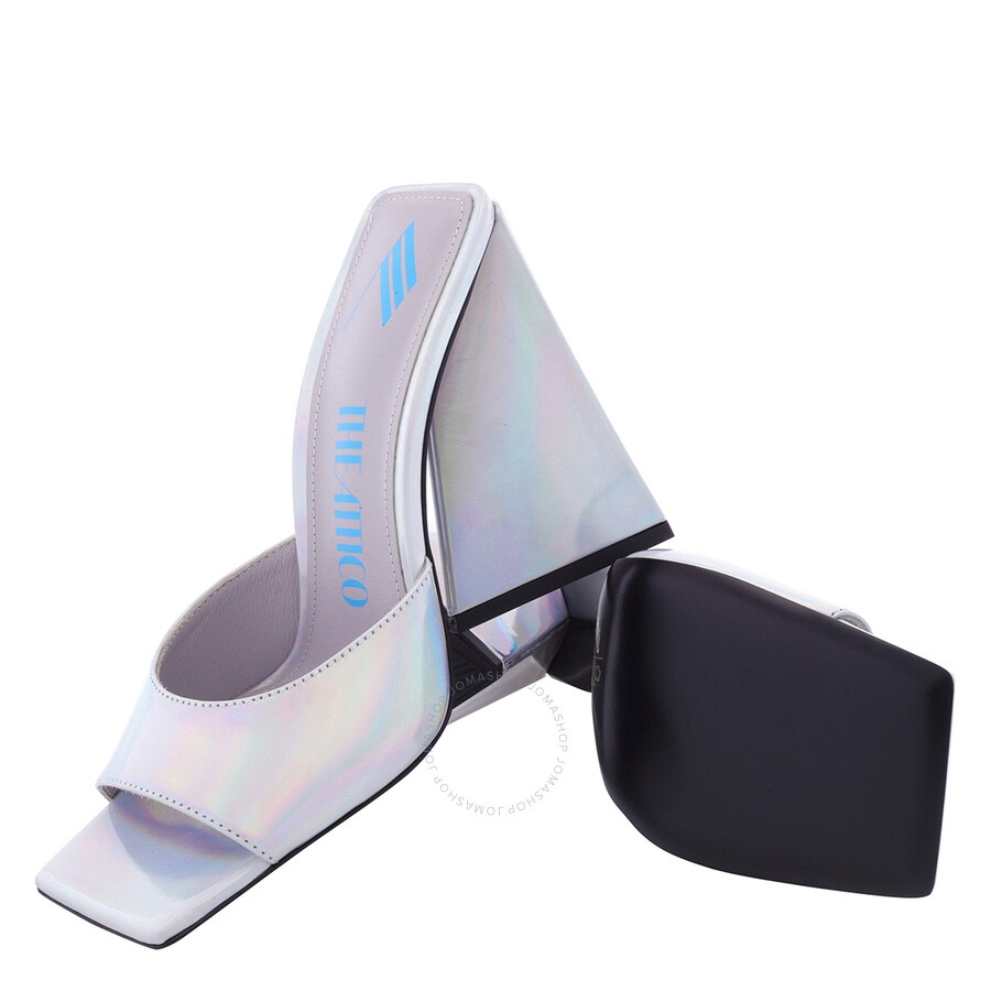 The Attico Ladies Holographic Silver Devon Mules - 2