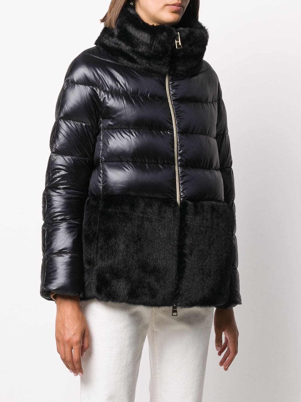 faux-fur detail down-feather jacket - 3