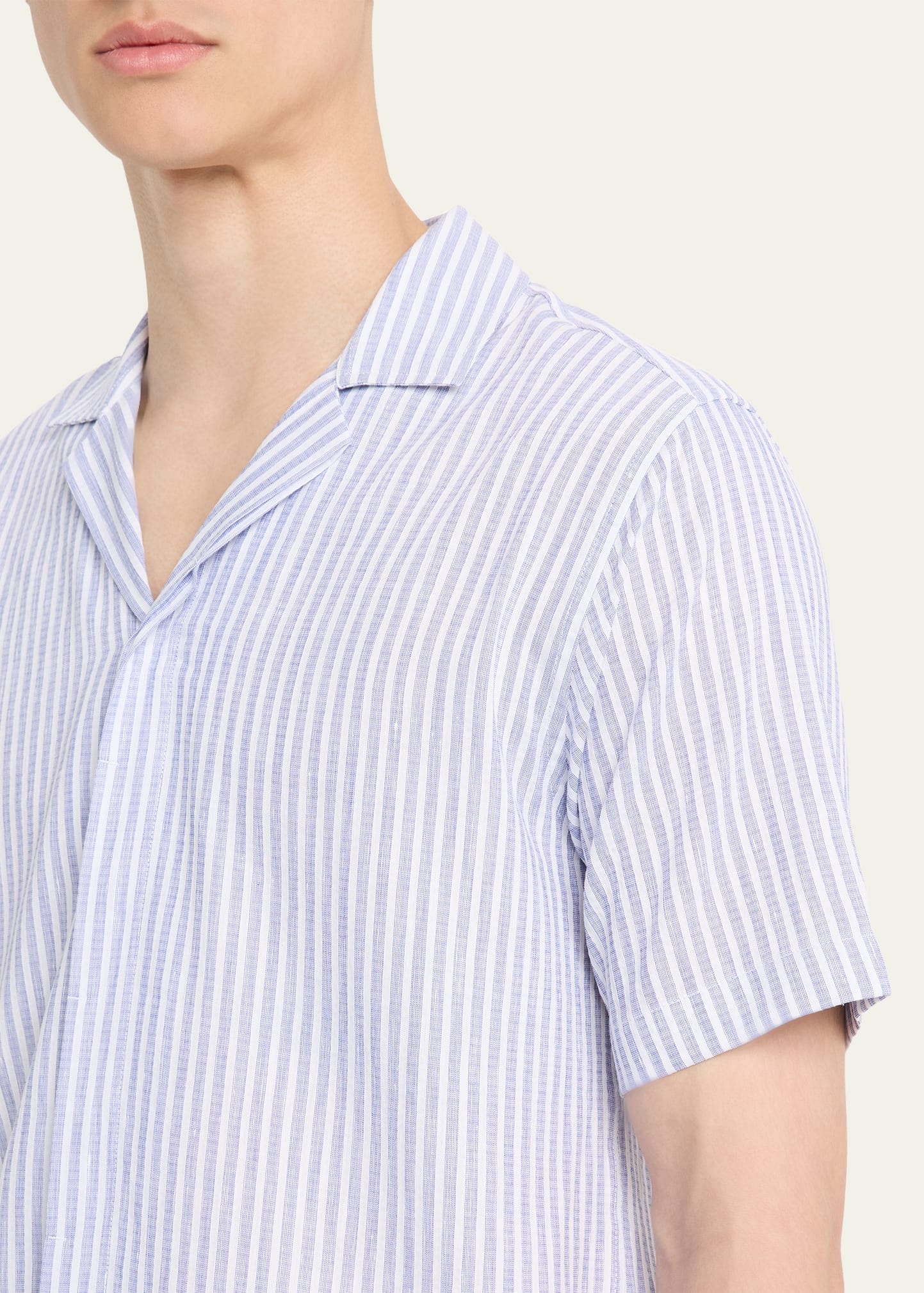 Men's Maitan Relaxed-Fit Linen Beach Stripe Camp Shirt - 5
