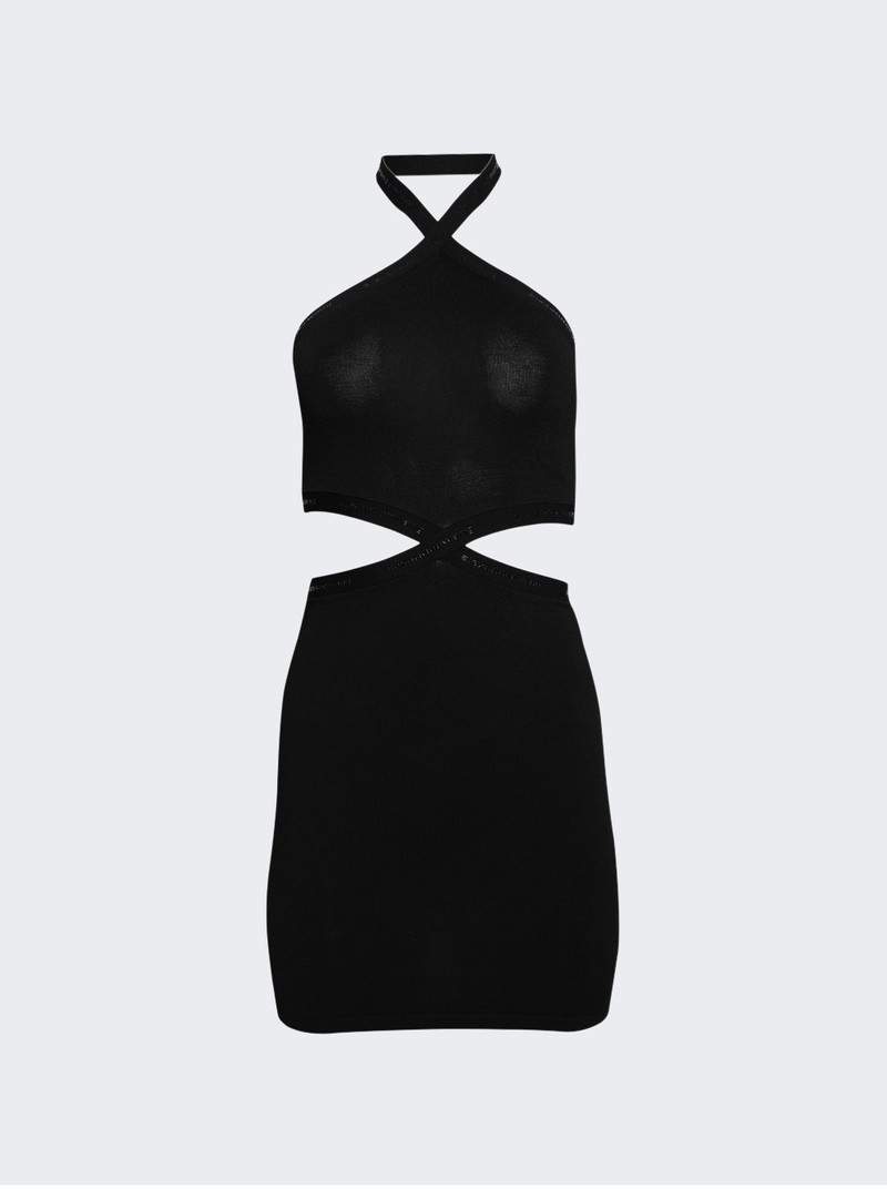 alexanderwang.t Halter Dress With Criss Cross Logo Trim Black outlook