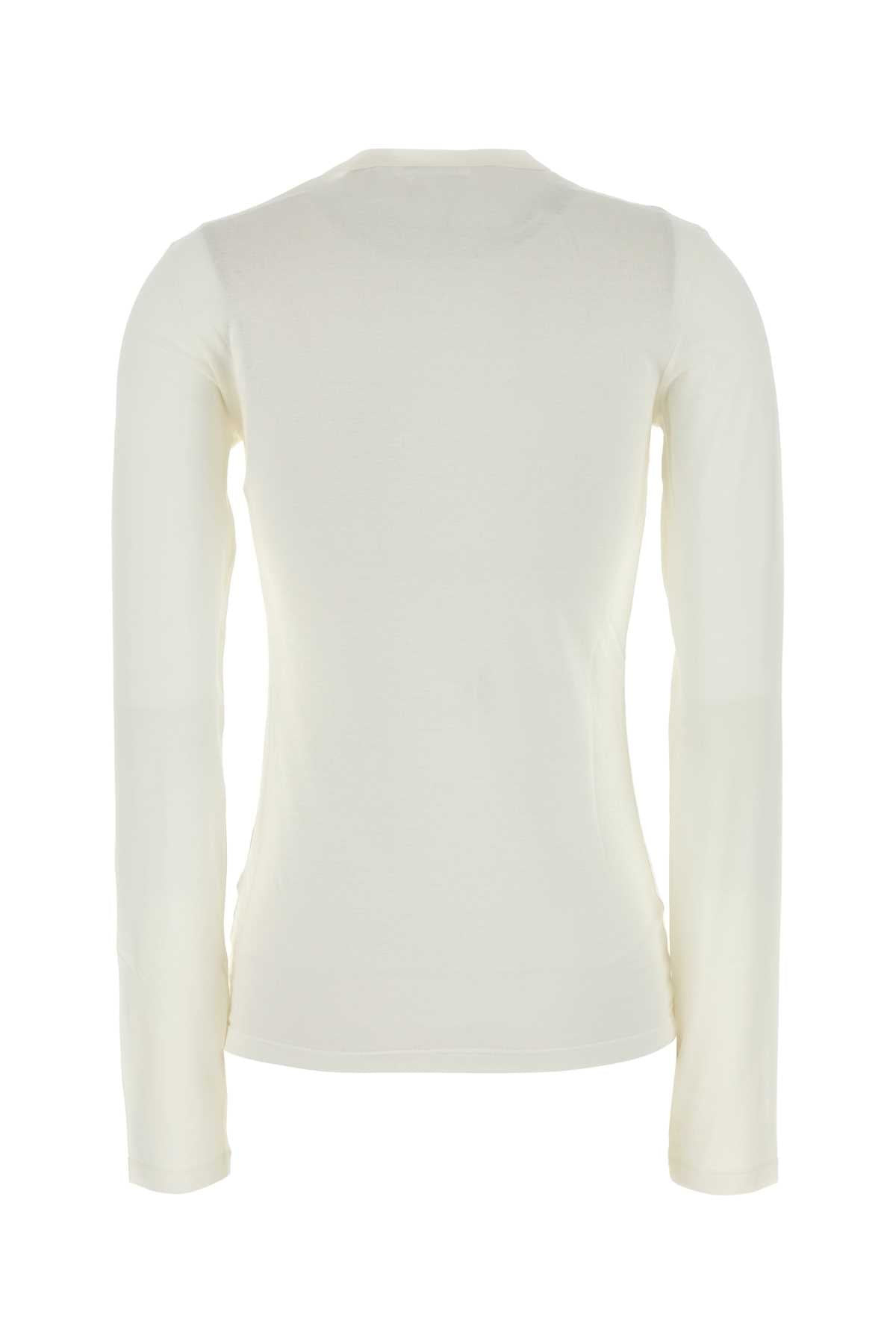 Jil Sander Women White Cotton T-Shirt - 2