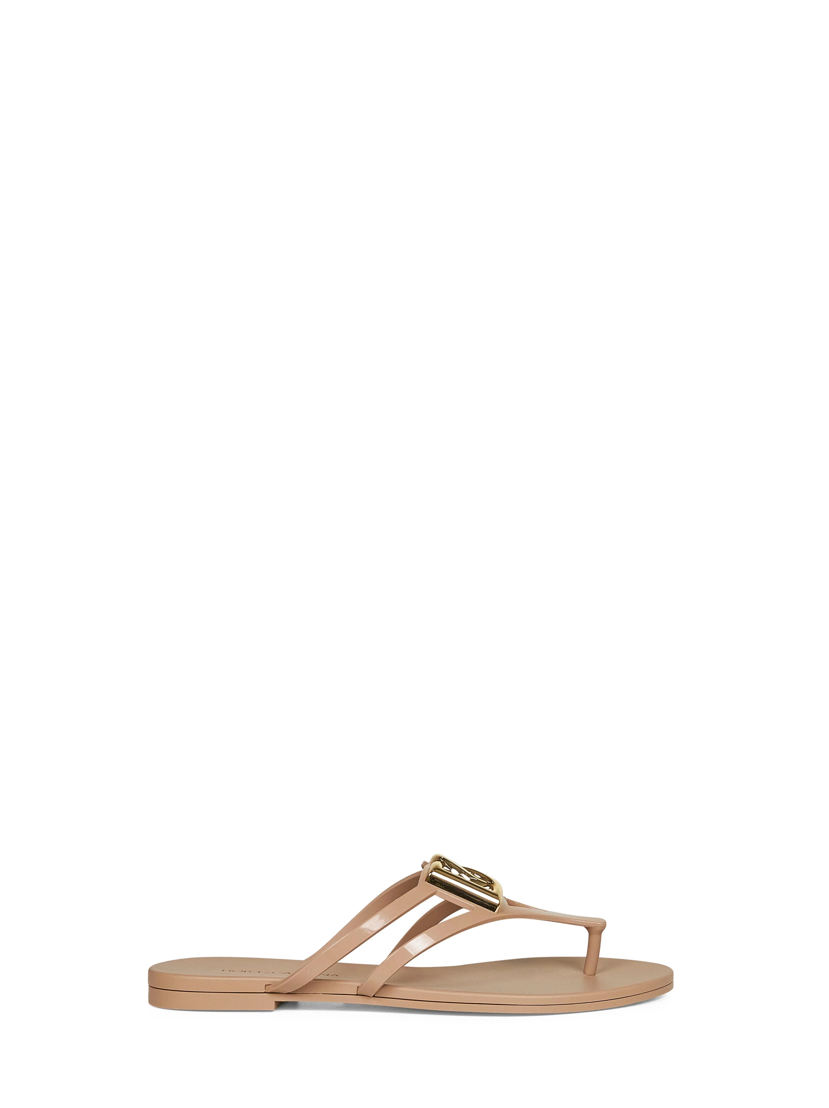 Dolce & Gabbana Women Powder Pink Rubber Logo Thong Sandals - 1