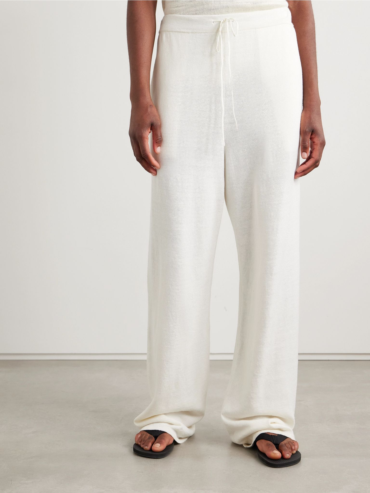 Jory linen-blend wide-leg pants Ivory - 3