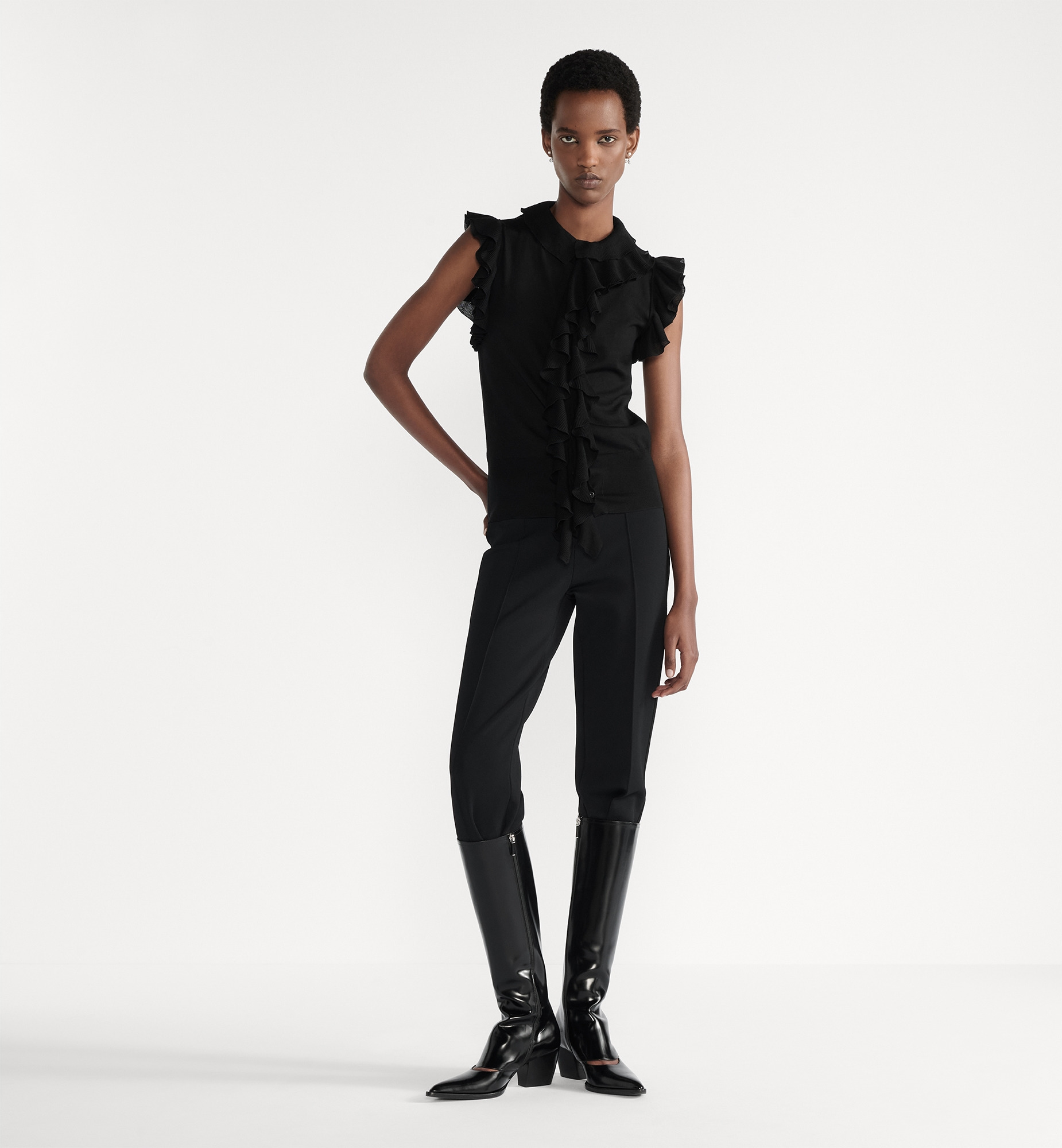 Sleeveless Top with Removable Ruched Collar - 2