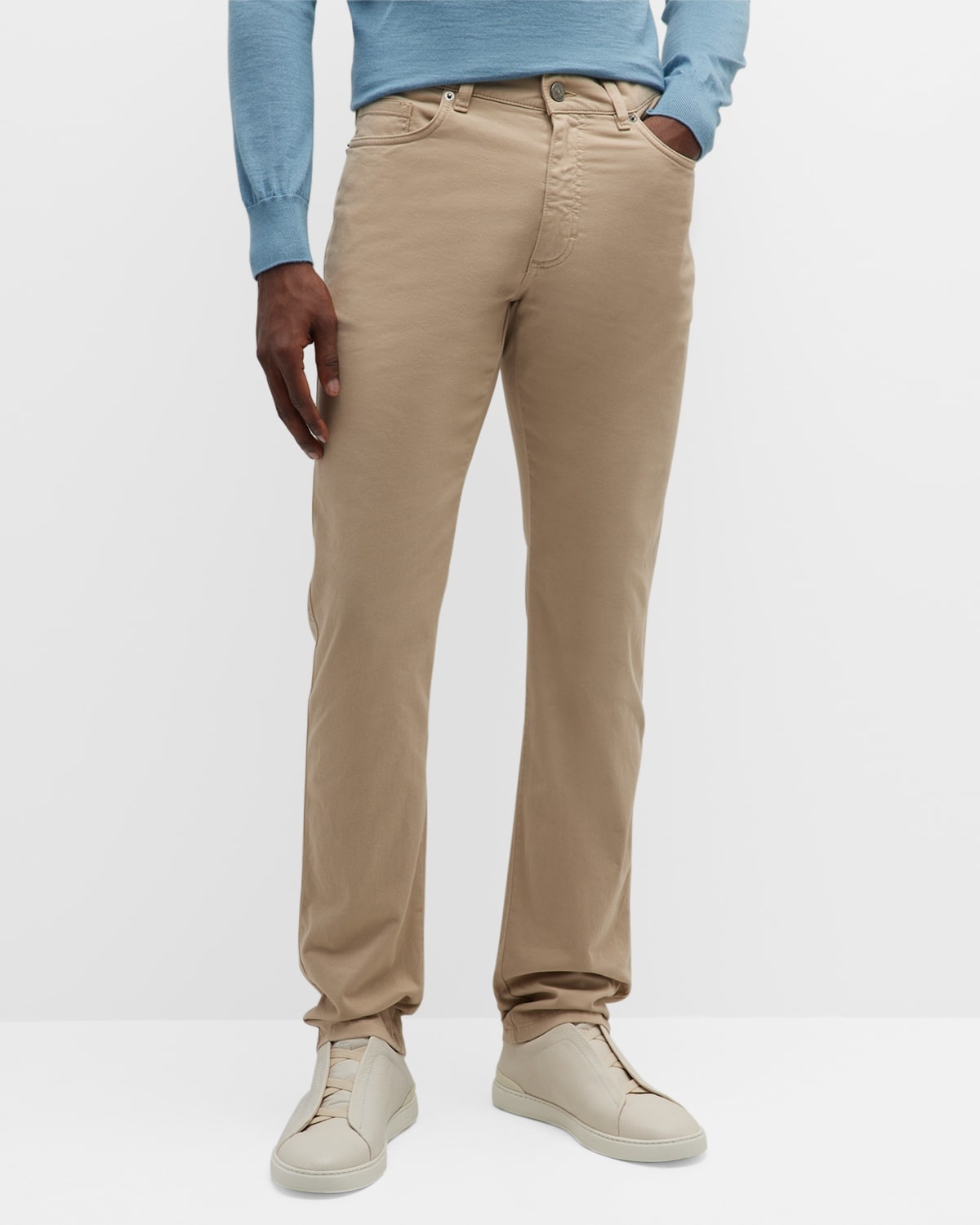 Men's Brushed Cotton 5-Pocket Trousers - 4