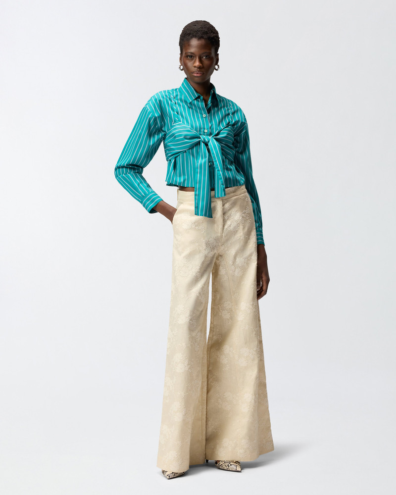 STRIPED CROPPED SHIRT WITH BOW 4