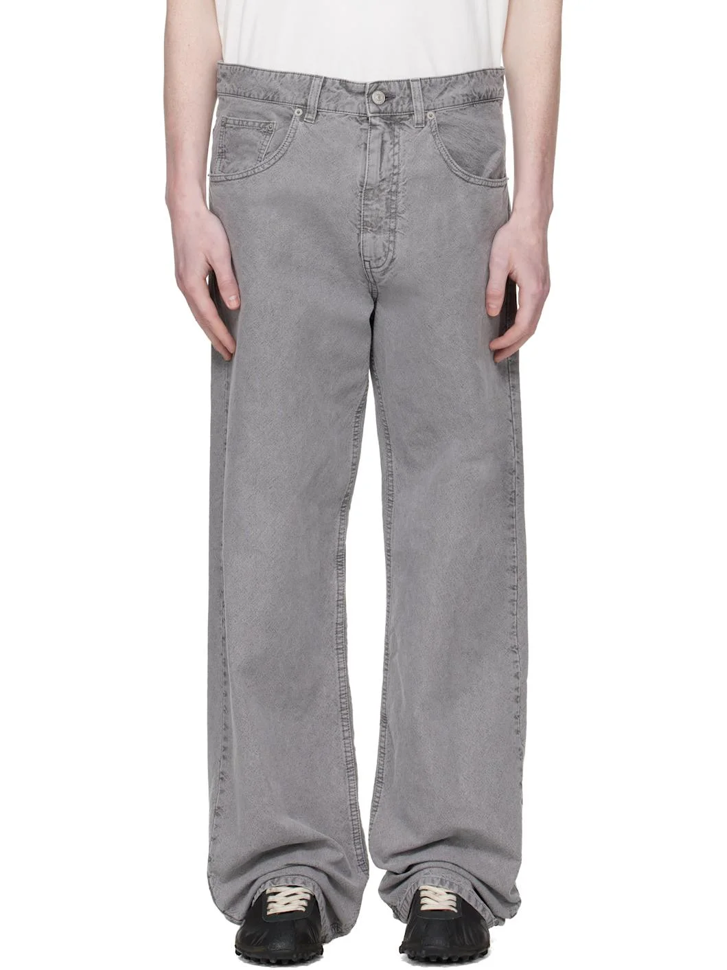 Gray Faded Canvas Jeans - 1