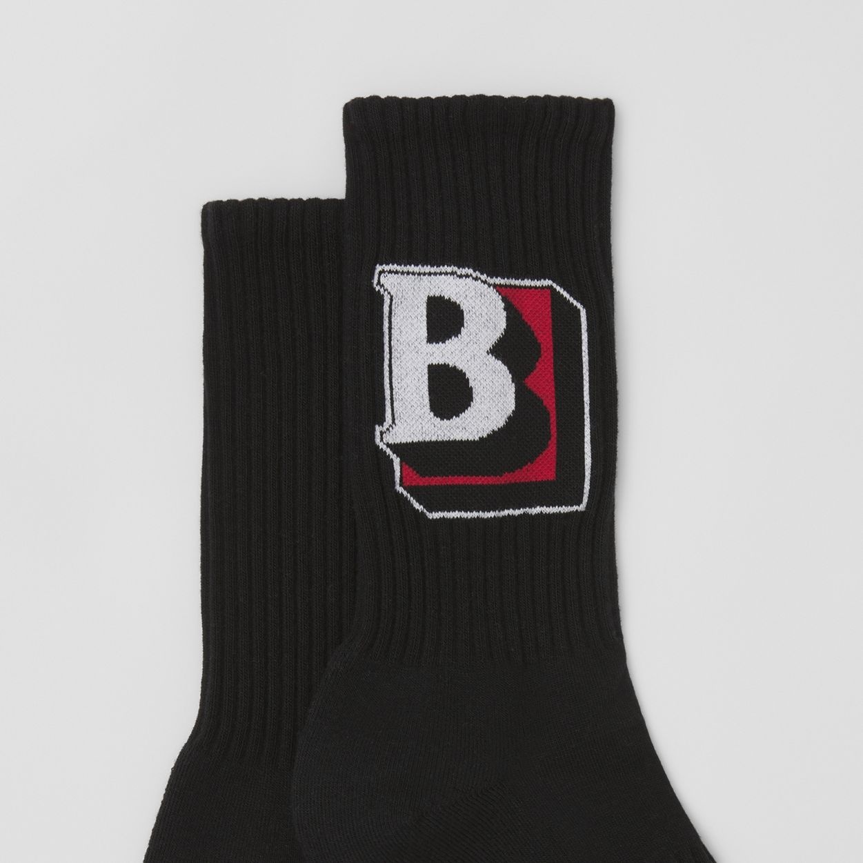 Letter Graphic Intarsia Cotton Blend Socks - 2