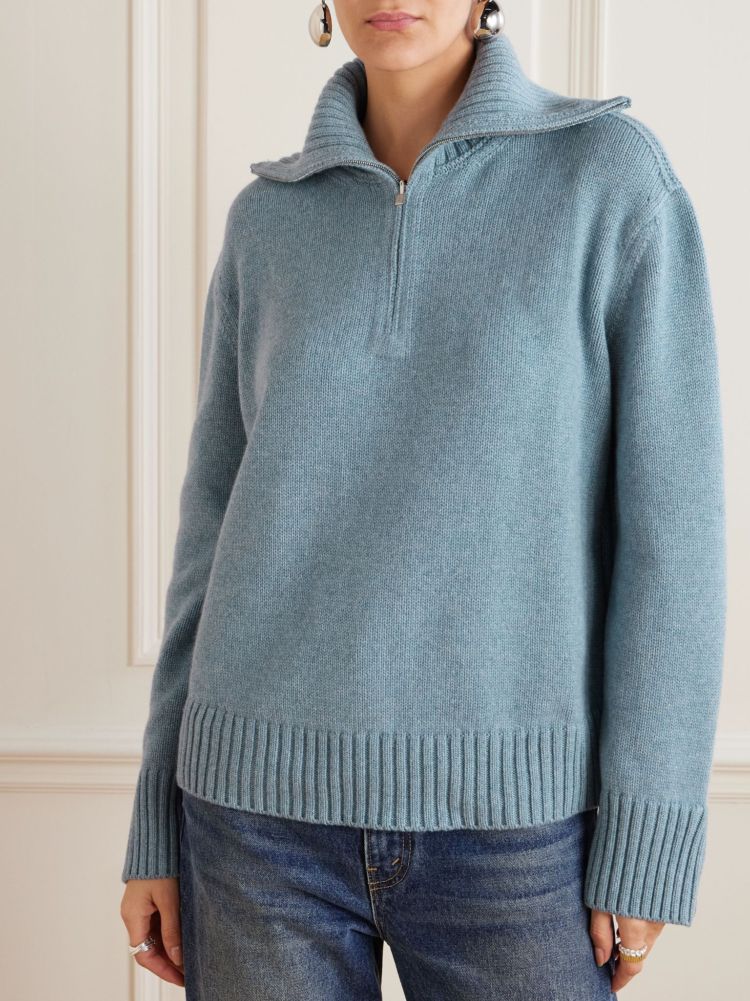 Cashmere half-zip sweater Blue - 3