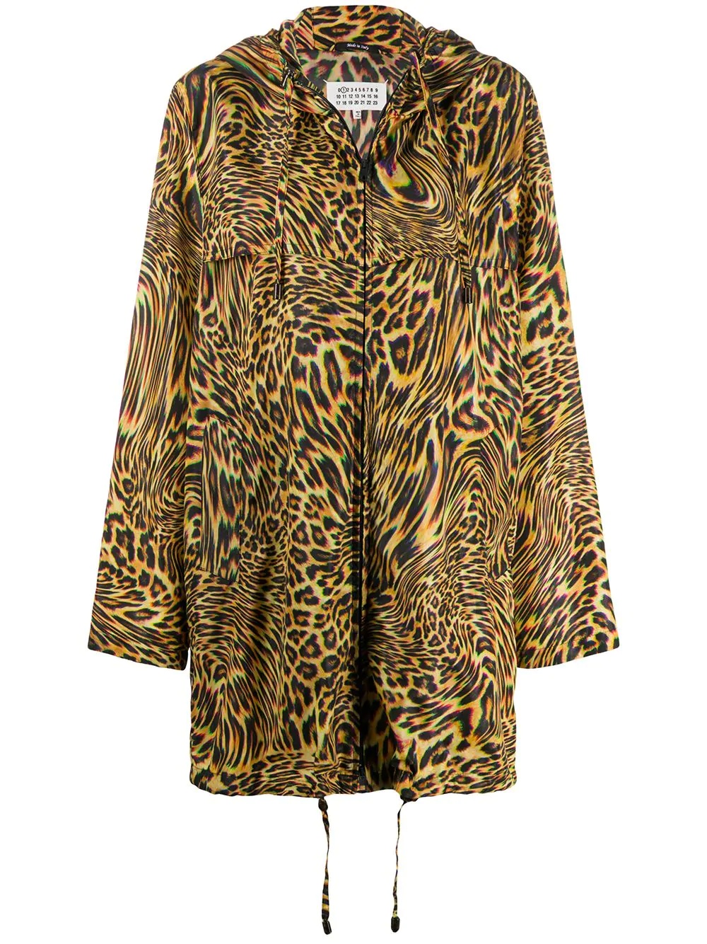 holographic-leopard zip-up parka - 1