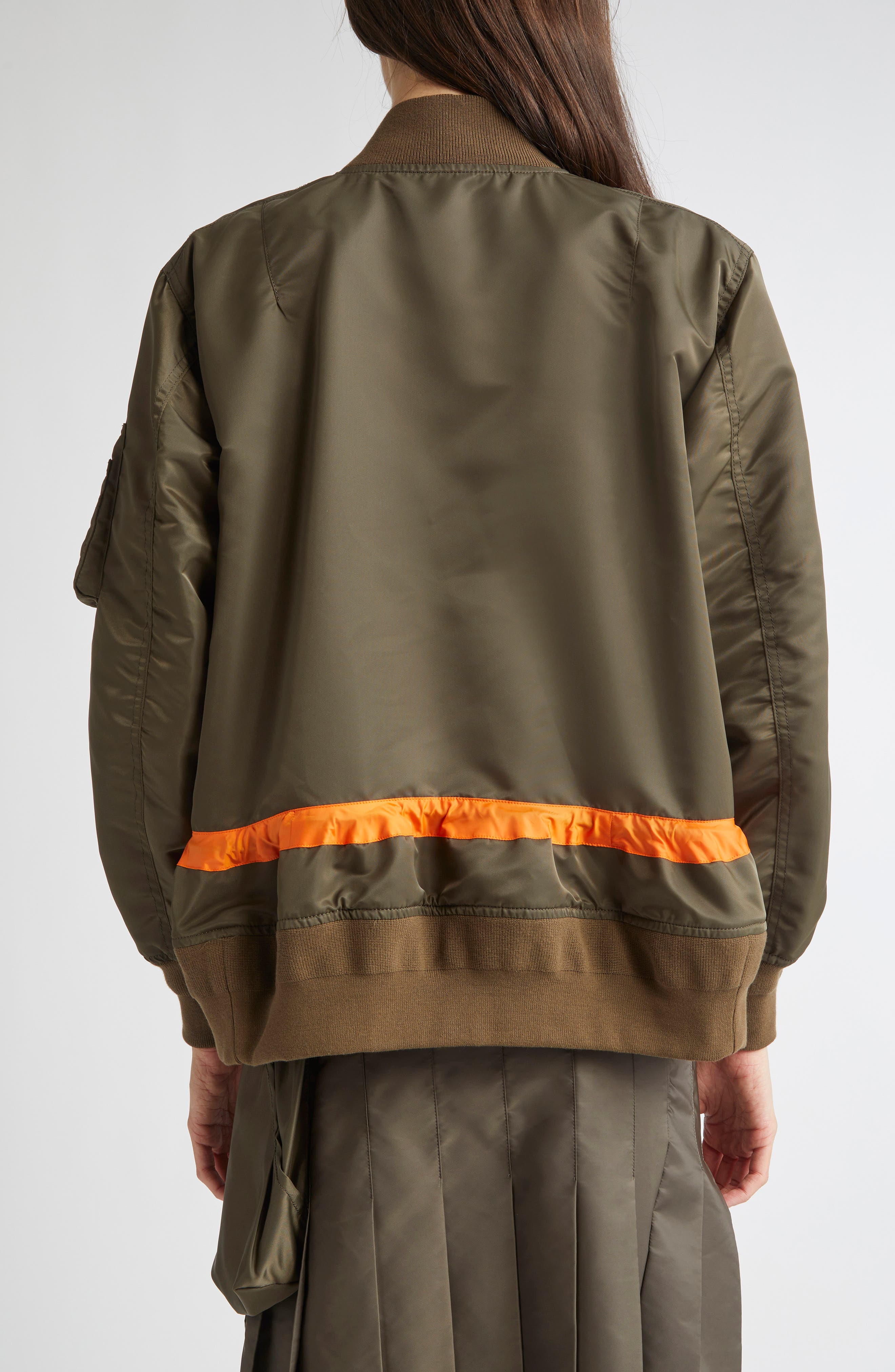 Sacai Blouson Nylon Twill Bomber Jacket in Dark Khaki at Nordstrom - 3