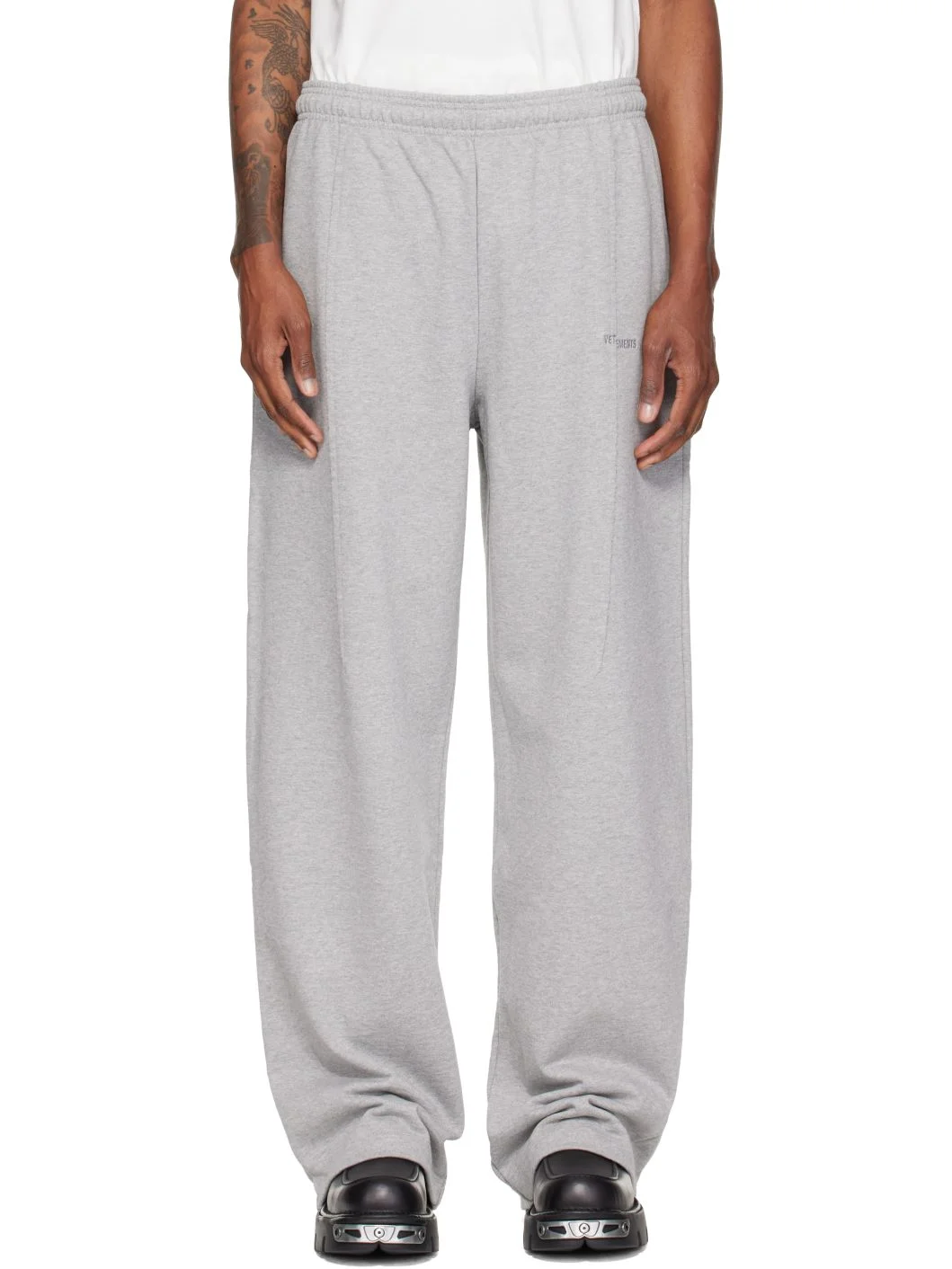 Gray Pinched Cut Up Sweatpants - 1