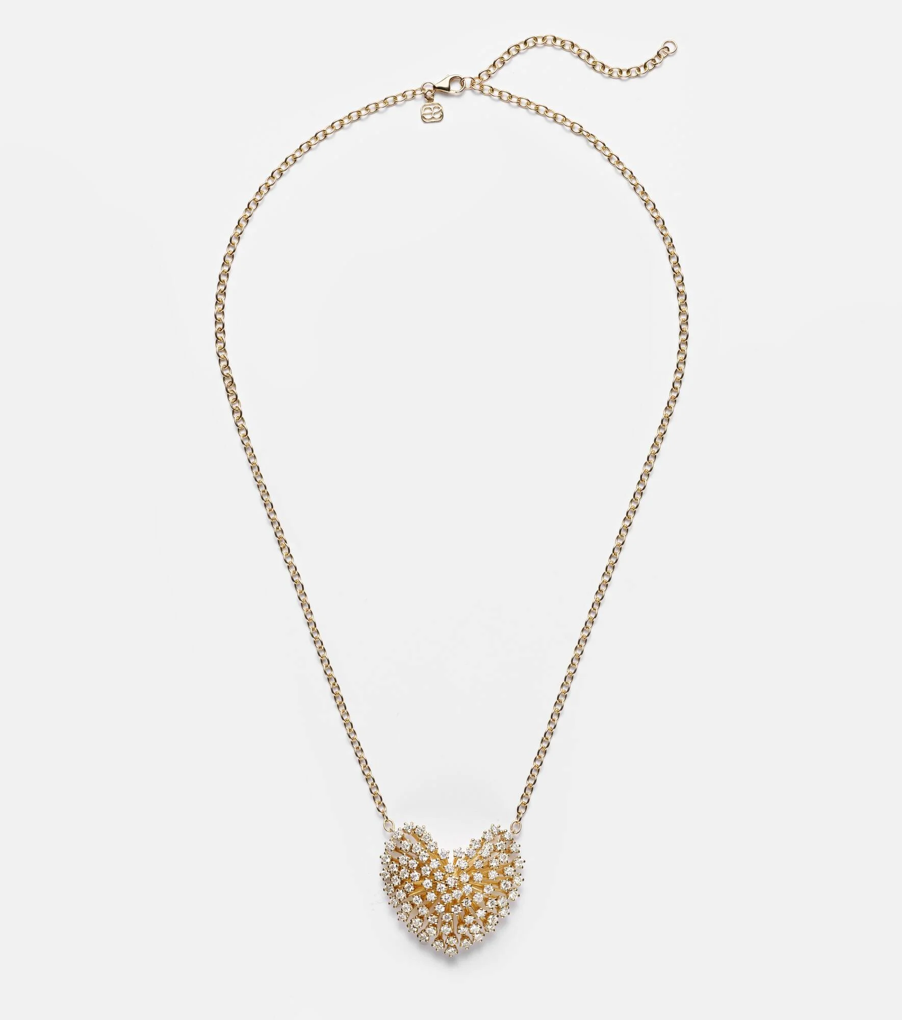 Heart Large 14kt gold pendant necklace with diamonds - 1