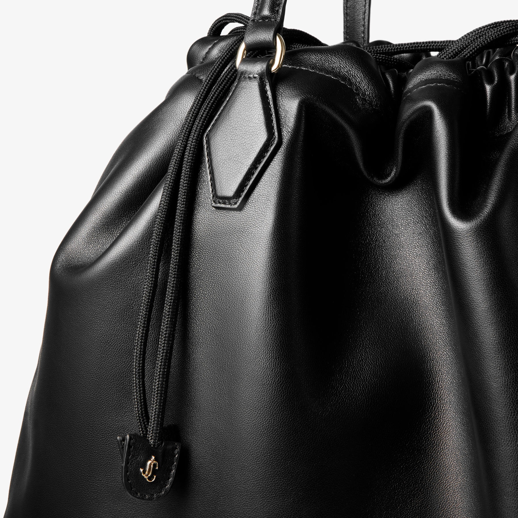 Drawstring Tote L
Black Nappa Leather Drawstring Tote with Embossed Jimmy Choo - 4