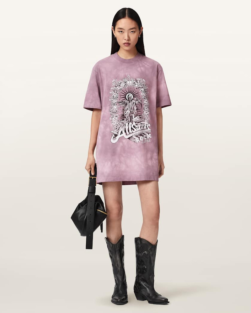 ALLSAINTS AVALON TIE-DYE GRAPHIC T-SHIRT MINI DRESS outlook
